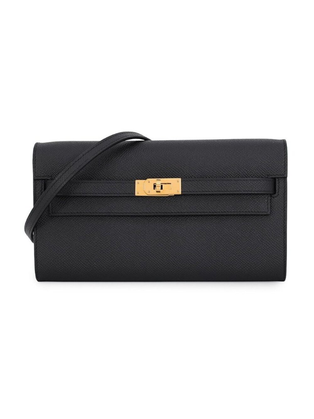 Hermes Kelly Wallet Long to Go Black Gold Epsom